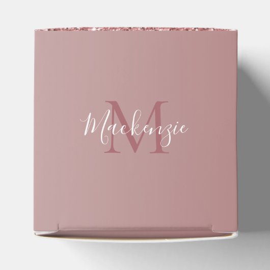 Cute Roos Gold Sparkle Glitter Drift Monogram Bedankdoosjes (Bovenkant)