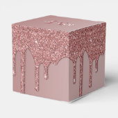 Cute Roos Gold Sparkle Glitter Drift Monogram Bedankdoosjes (Achterkant)