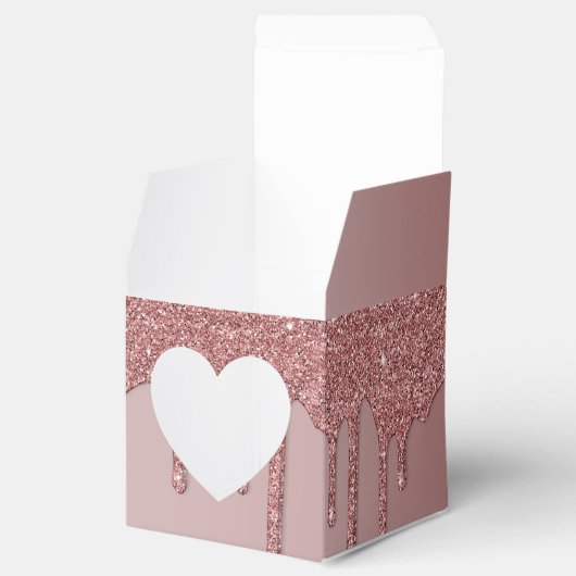 Cute Roos Gold Sparkle Glitter Drift Monogram Bedankdoosjes (Geopend)