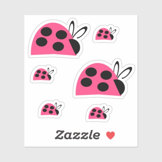 Cute Roos roze ladybug Sticker (Vel)