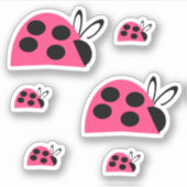 Cute Roos roze ladybug Sticker (Voorkant)