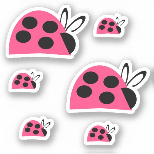 Cute Roos roze ladybug Sticker (Voorkant)