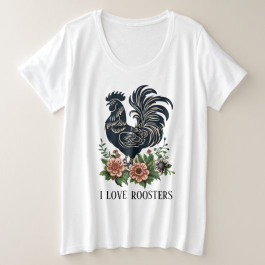 Cute rooster-liefhebbers voegen tekst toe grote maat t-shirt (Design voorkant)