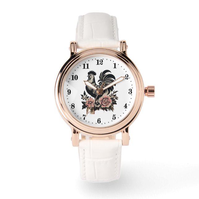 Cute rooster lovers farm animal  horloge (Voorkant)