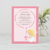 Cute Rosary First Communitation Girl Pink Kaart (Staand voorkant)