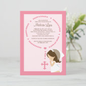 Cute Rosary First Communitation Girl Pink Kaart (Staand voorkant)