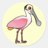 Cute Roseate Spoonbill Ronde Sticker (Voorkant)