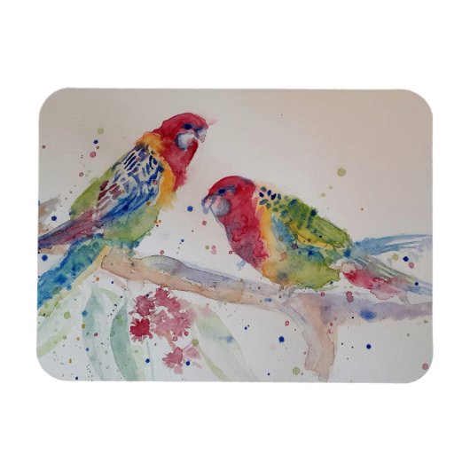 Cute Rosella Parrots vogel Waterverf Art Magnet Magneet (Horizontaal)
