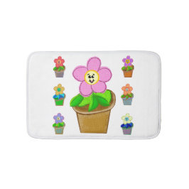 Cute Rosy Posy Potted Flowers Bath Mat