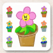 Cute Rosy Posy Potted Flowers Beverage Coasters Bier Onderzetter (Voorkant)