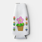Cute Rosy Posy Potted Flowers Bottle Cooler (Voorkant)