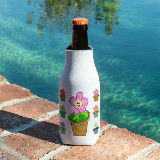 Cute Rosy Posy Potted Flowers Bottle Cooler (Insitu Zwembad)