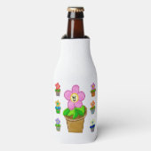 Cute Rosy Posy Potted Flowers Bottle Cooler (Fles Voorkant)