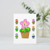 Cute Rosy Posy Potted Flowers Briefkaart (Staand voorkant)