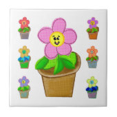 Cute Rosy Posy Potted Flowers Ceramic Tegel Tegeltje (Voorkant)