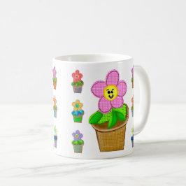 Cute Rosy Posy Potted Flowers Coffee Mok