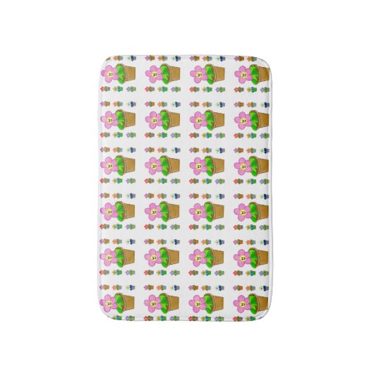 Cute Rosy Posy Potted Flowers die Pattern herhalen Badmat (Voorkant Verticaal)