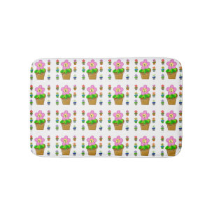 Cute Rosy Posy Potted Flowers die Pattern herhalen Badmat