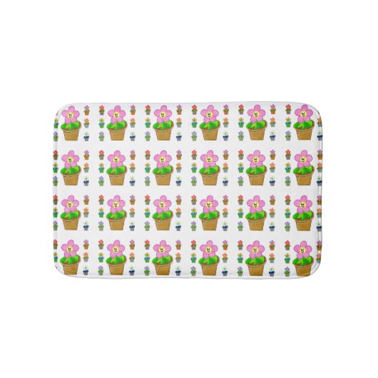 Cute Rosy Posy Potted Flowers die Pattern herhalen Badmat (Voorkant)