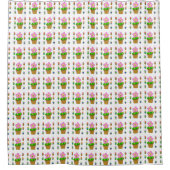 Cute Rosy Posy Potted Flowers die Pattern herhalen Douchegordijn (Voorkant)