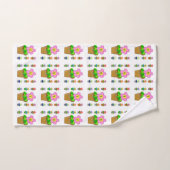 Cute Rosy Posy Potted Flowers die Pattern herhalen Handdoek (Handdoek)