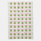 Cute Rosy Posy Potted Flowers die Pattern herhalen Theedoek (Verticaal)