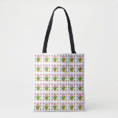 Cute Rosy Posy Potted Flowers die Pattern herhalen Tote Bag (Voorkant)