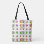 Cute Rosy Posy Potted Flowers die Pattern herhalen Tote Bag (Achterkant)