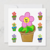Cute Rosy Posy Potted Flowers Holiday Kaart (Voorkant)