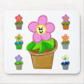 Cute Rosy Posy Potted Flowers Muismat (Voorkant)
