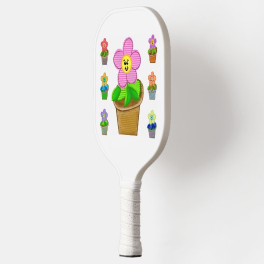 Cute Rosy Posy Potted Flowers Pickleball Paddle (Links)
