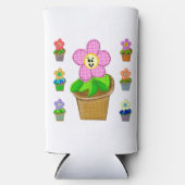 Cute Rosy Posy Potted Flowers Seltzer Koelbox Seltzer Blikjeskoeler (Voorkant)