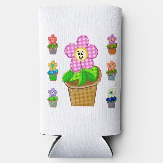 Cute Rosy Posy Potted Flowers Seltzer Koelbox Seltzer Blikjeskoeler (Voorkant)