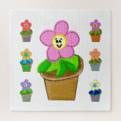 Cute Rosy Posy Potted Flowers Square Jigzaag Puzzl Legpuzzel (Verticaal)