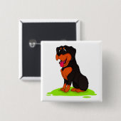 Cute Rottie Puppy Hondenliefhebber Cartoon Rottwei Vierkante Button 5,1 Cm (Voorkant /achterkant)