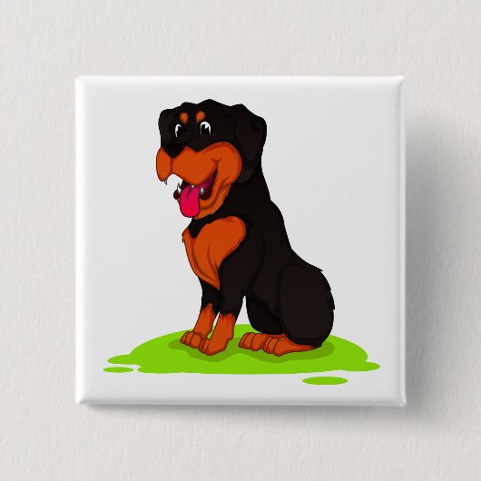 Cute Rottie Puppy Hondenliefhebber Cartoon Rottwei Vierkante Button 5,1 Cm (Voorkant)