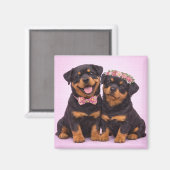 Cute Rottweiler Couple Valentine Illustration Magneet (Voorkant / Achterkant)