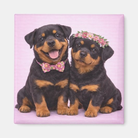 Cute Rottweiler Couple Valentine Illustration Magneet (Voorkant)