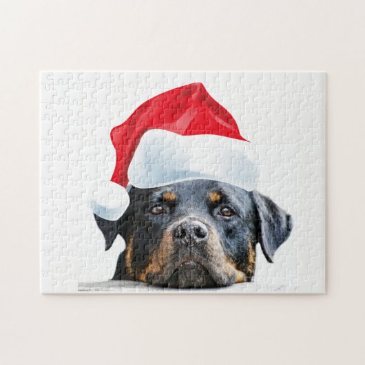 Cute Rottweiler Dog Santa Gift voor Rottie-eigenaa Legpuzzel (Horizontaal)