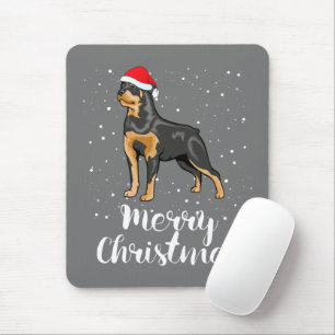 Cute Rottweiler Kerstman Hoed Kerstmis Kleding Muismat