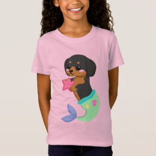 Cute Rottweiler Mermaid Puppy Dog Kinder Girl T-shirt