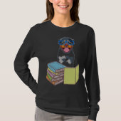 Cute Rottweiler Puppy Dog Bookworm Passionate Book T-shirt (Voorkant)