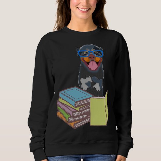 Cute Rottweiler Puppy Dog Bookworm Passionate Book Trui (Voorkant)