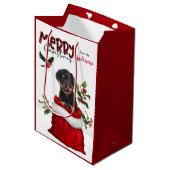 Cute Rottweiler Puppy Dog Kerstmis Medium Cadeauzakje (Voorkant Gekanteld)