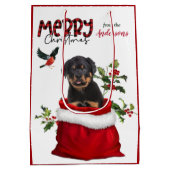 Cute Rottweiler Puppy Dog Kerstmis Medium Cadeauzakje (Achterkant)