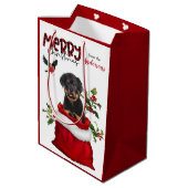 Cute Rottweiler Puppy Dog Kerstmis Medium Cadeauzakje (Achterkant Gekanteld)