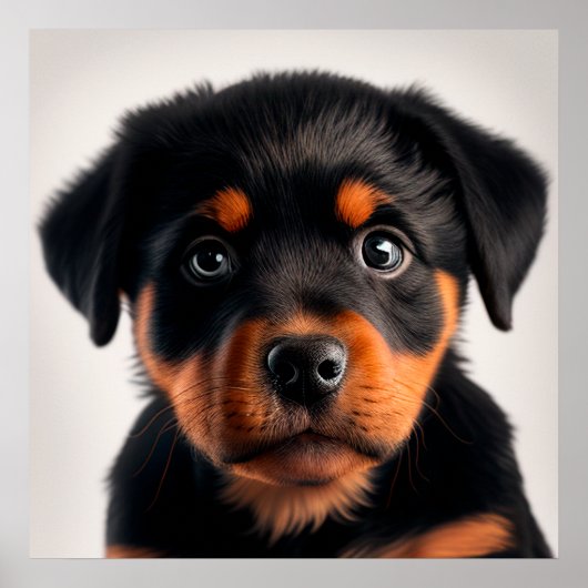 Cute Rottweiler Puppy-hond Portret Poster (Voorkant)