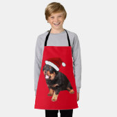Cute Rottweiler Puppy Wearing Cartoon Santa Hat Schort (Gedragen)