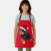 Cute Rottweiler Puppy Wearing Cartoon Santa Hat Schort (Insitu)