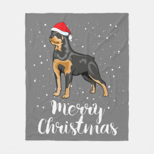 Cute Rottweiler Santa Hat Merry Kerstkostuum Fleece Deken